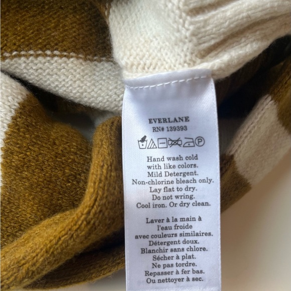 Everlane ReCashmere Collared Sweater | Cream and Brown Stripes | Women’s Small - Picture 13 of 13